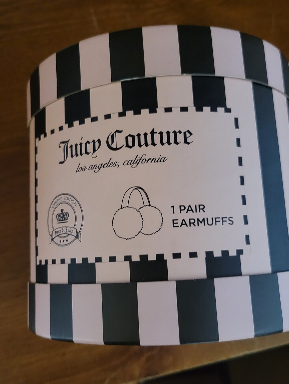 Juicy Couture Black Fuzzy Earmuffs New Never Taken Out Of Box But No Tags.